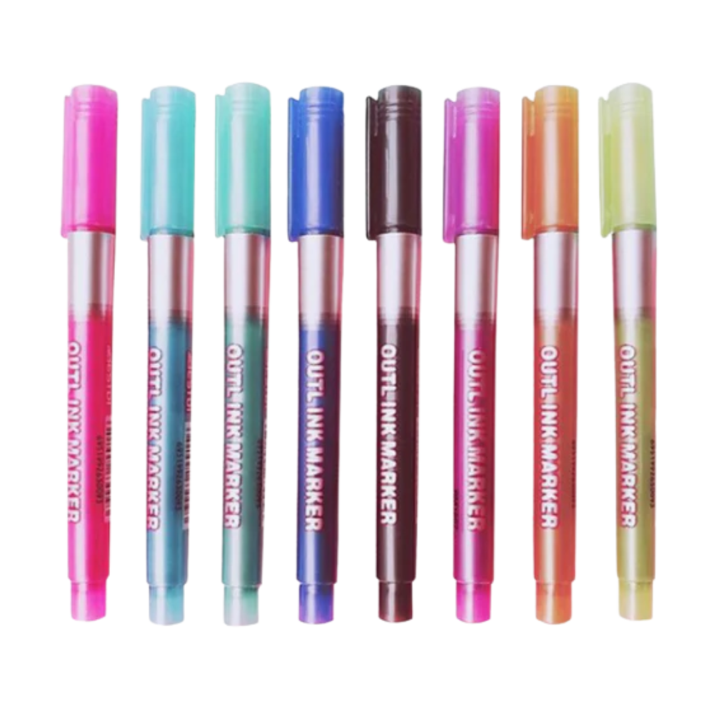 Lot de 8 marqueurs double  ligne