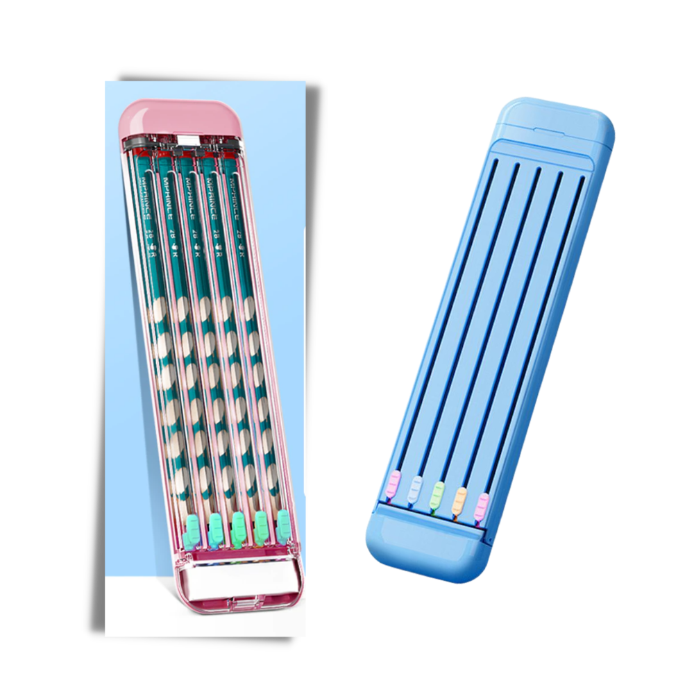 Trousse à crayons rigide avec crayons et règle