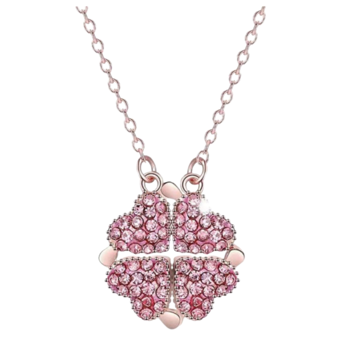 Collier trèfle à 4 feuilles en forme de cœur