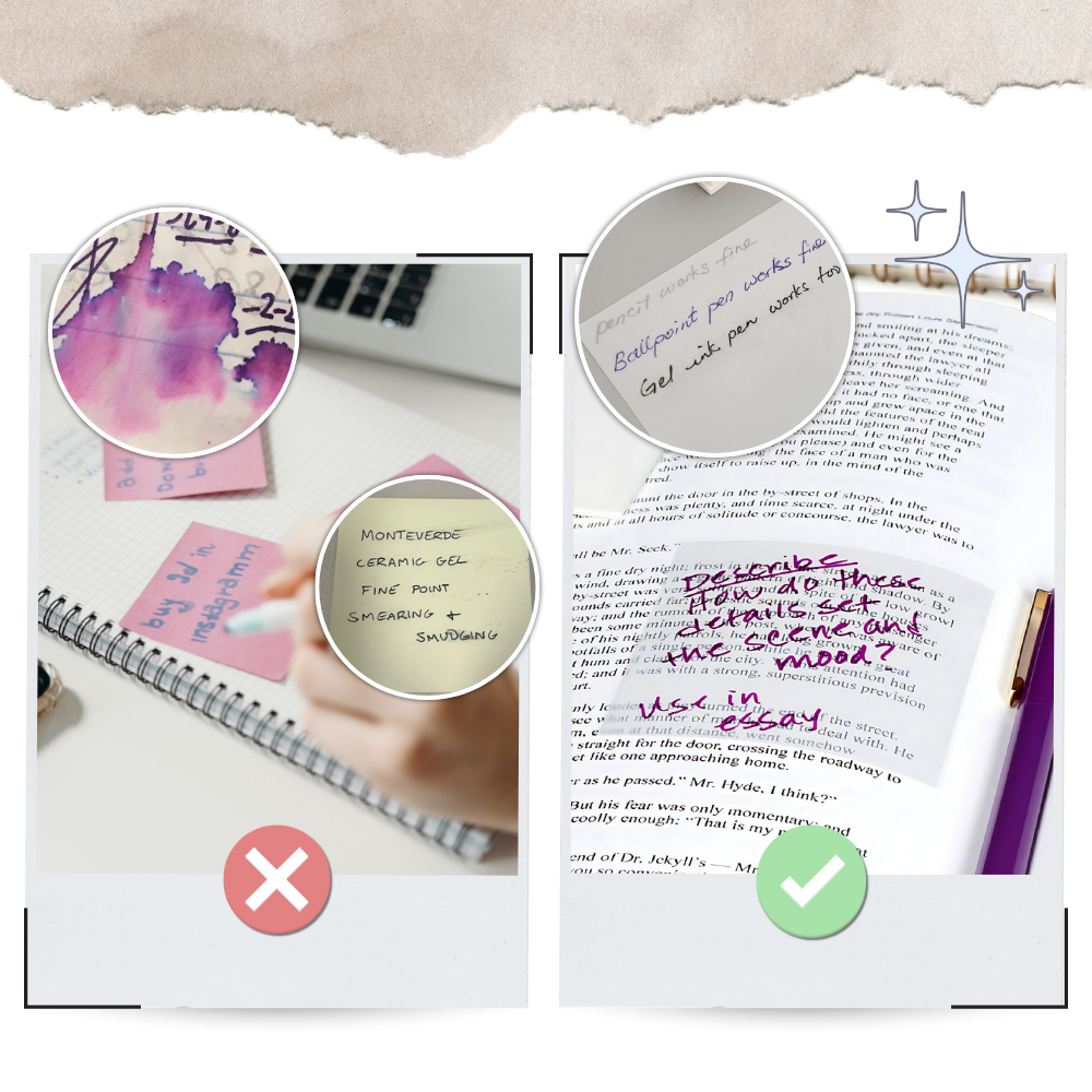 Notes autocollantes transparentes imperméables