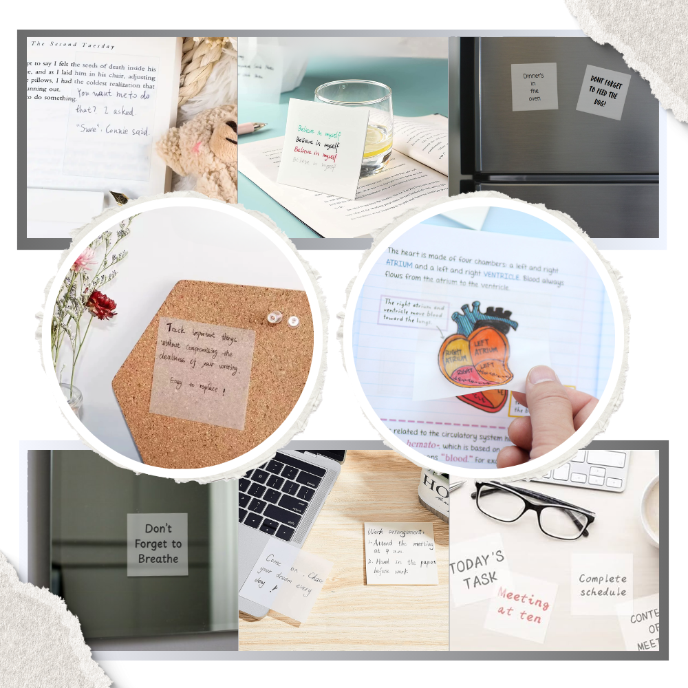 Notes autocollantes transparentes imperméables