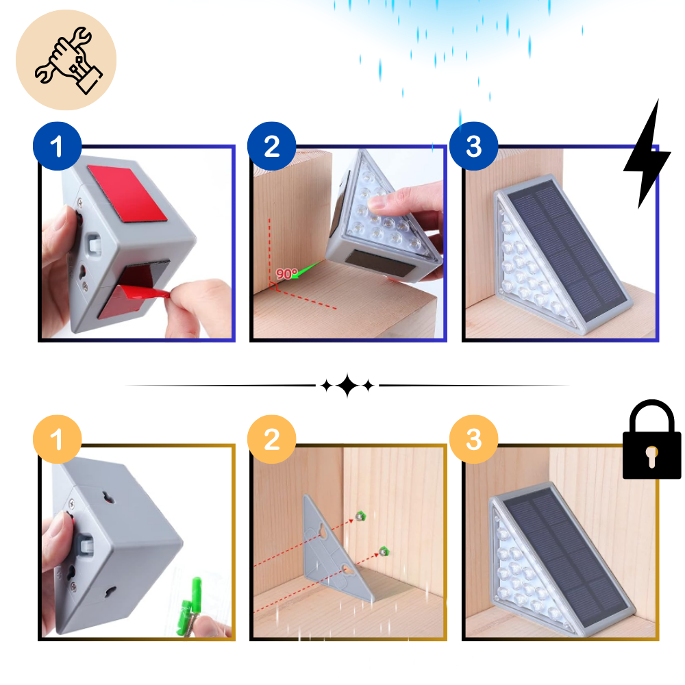 Lampes solaires étanches pour escaliers